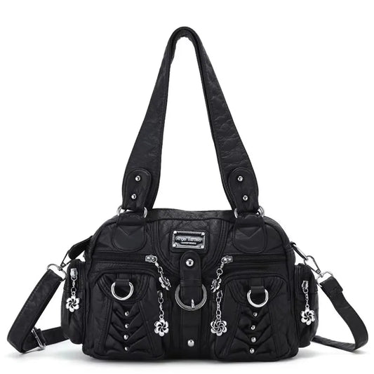 Damen-Satchel-Handtasche aus PU-Leder mit Reißverschluss und viel Stauraum für Alltag und Freizeit