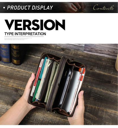 Herren Echtleder Clutch Vintage Business Geldbörse Kartenhalter Reise Büro Geschenk