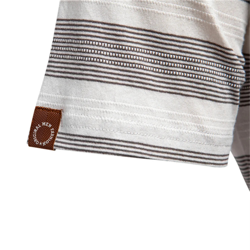 Herren Poloshirt Gestreift Mit V Ausschnitt Und Atmungsaktiver Sommer Passform