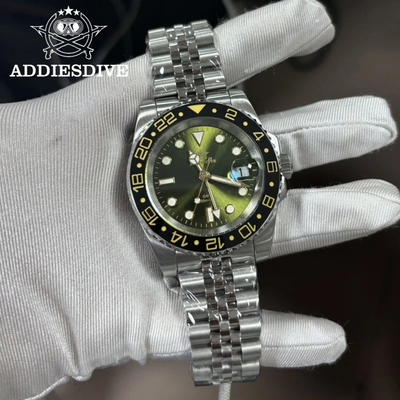 Herren-Taucheruhr mit GMT-Funktion und Keramiklünette