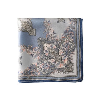 Damen Seidensatin Schal quadratisch Blumenprint Kopftuch Bandana Hijab B