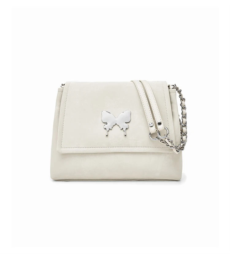 Elegante Damen Schultertasche aus PU-Leder mit Schmetterlings-Dekor