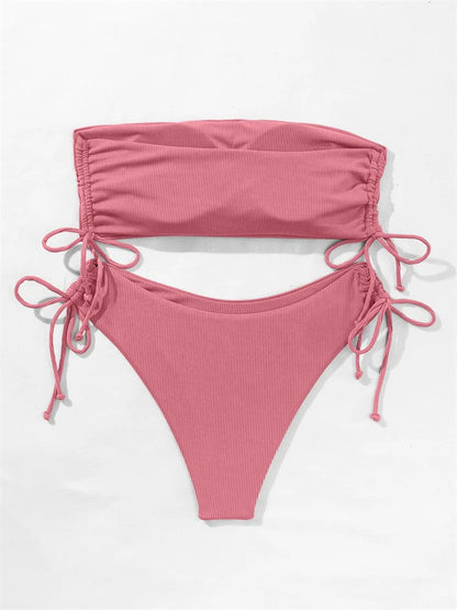 Gestreifter Sexy Bikini für Damen – Zweiteiliges Badeanzug-Set für Strand und Pool
