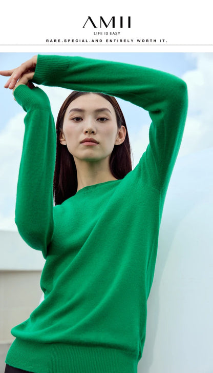 Grüner Damen-Pullover mit langen Ärmeln und enganliegendem Schnitt