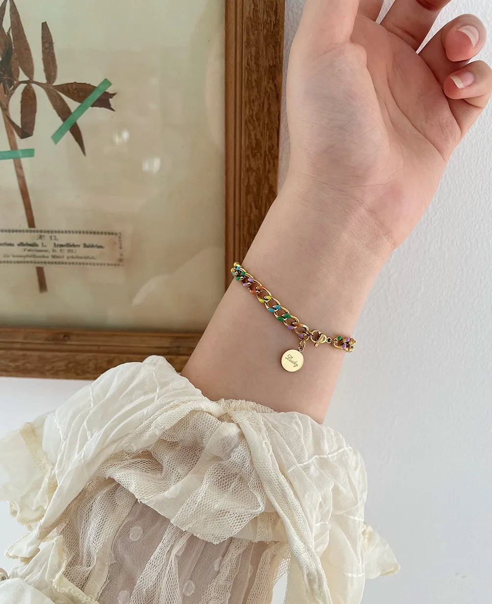 Damen-Armband mit Öltropfen-Glücksscheibe