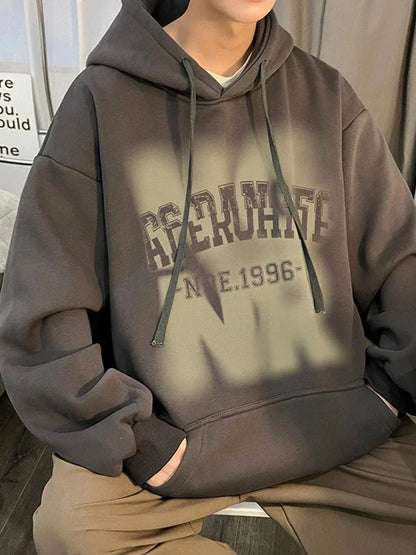 Herren Hoodies mit Goth Brief Drucken und Kapuze im Vintage-Stil