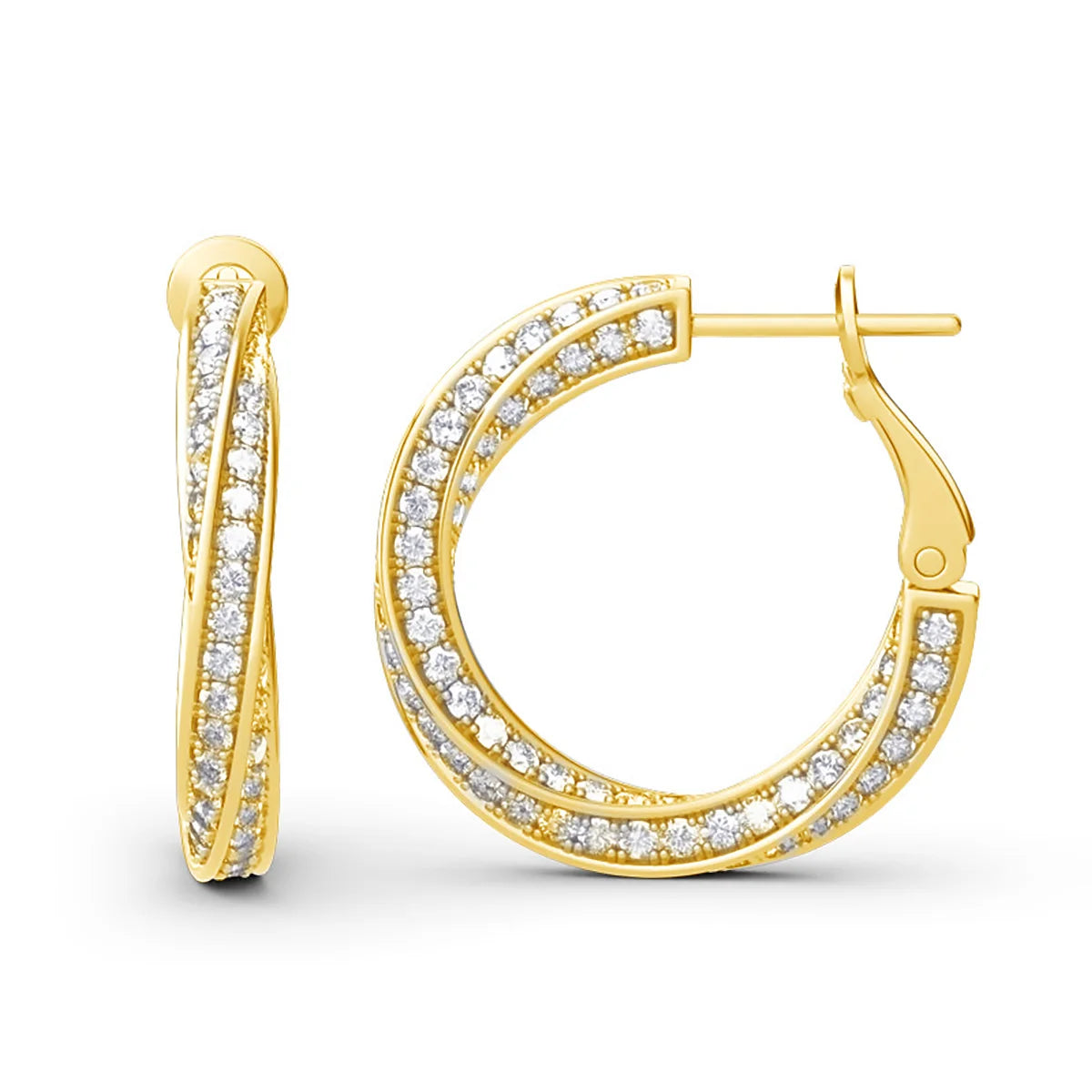 Damen-Hoop-Ohrringe mit Moissanitsteinen, 7,5 ct Gesamt, Silber 925 Roségold plattiert, Luxuriöser Glanz