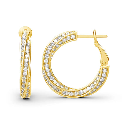 Damen-Hoop-Ohrringe mit Moissanitsteinen, 7,5 ct Gesamt, Silber 925 Roségold plattiert, Luxuriöser Glanz