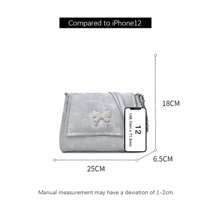 Elegante Damen Schultertasche aus PU-Leder mit Schmetterlings-Dekor