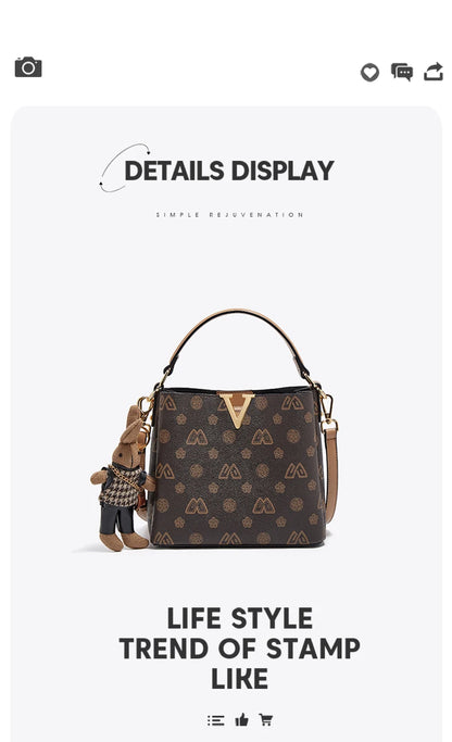 Damen Handtasche im Retro-Stil mit kleinem Bucket Bag