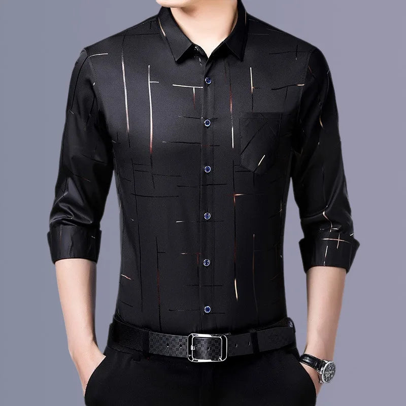 Langarm- und Kurzarm-Herrenhemd in Schwarz und Weiß – Slim Fit Business- und Bürohemd in Unifarben