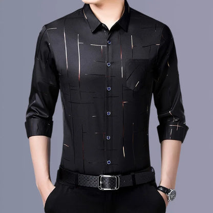 Langarm- und Kurzarm-Herrenhemd in Schwarz und Weiß – Slim Fit Business- und Bürohemd in Unifarben