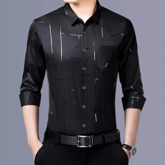 Langarm- und Kurzarm-Herrenhemd in Schwarz und Weiß – Slim Fit Business- und Bürohemd in Unifarben