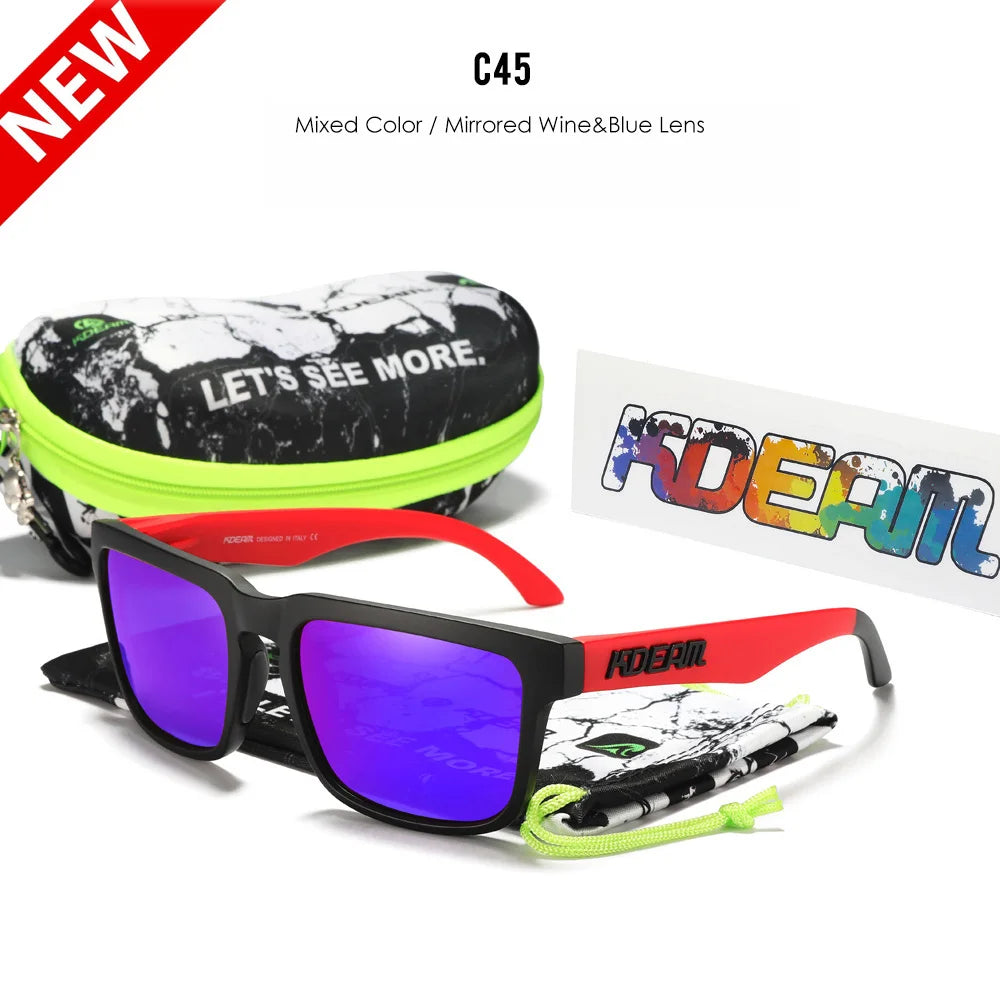 Sonnenbrille quadratisch polarisiert Reißverschlussetui 30 Farben Unisex