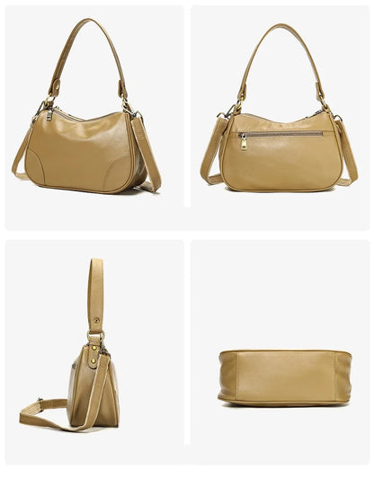 Damen-Schultertasche aus echtem Leder mit großem Fassungsvermögen und viel Stauraum