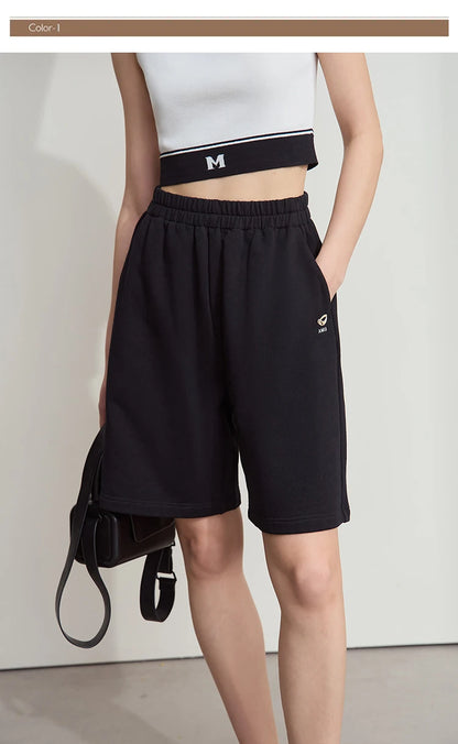 Damen Shorts aus leichtem Nylon-Baumwoll-Mix mit elastischer Taille und Taschen