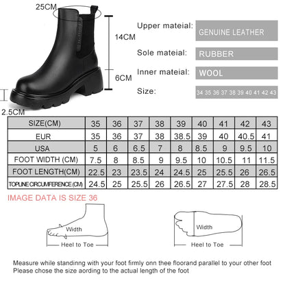 Chelsea-Boot Größenübersicht mit gezeichneter Stiefelette; Angaben zu Material und Maßen