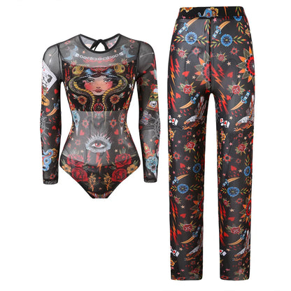 Damen-Hose mit Blumenmuster