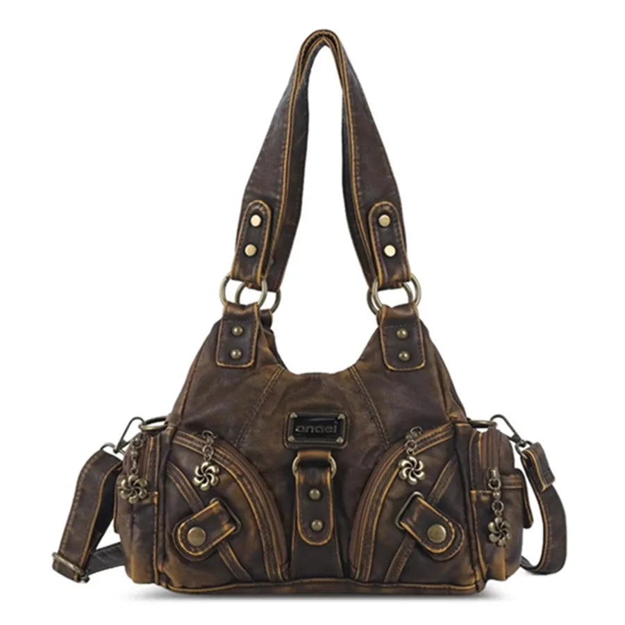 Damen-Handtasche Leopardmuster Mit Oberem Griff Und Mehrfachfächern Für Alltag Und Freizeit