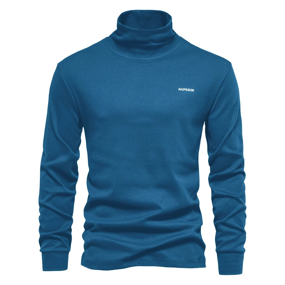 Herren T-Shirt mit hohem Kragen für lässige Herbst- und Wintermode