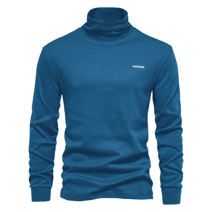 Herren T-Shirt mit hohem Kragen für lässige Herbst- und Wintermode