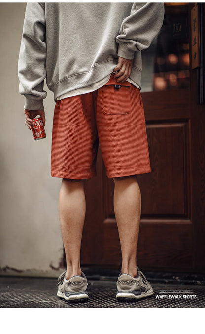 Herren Basketball-Shorts aus Waffelstoff mit elastischer Taille für den Sommer