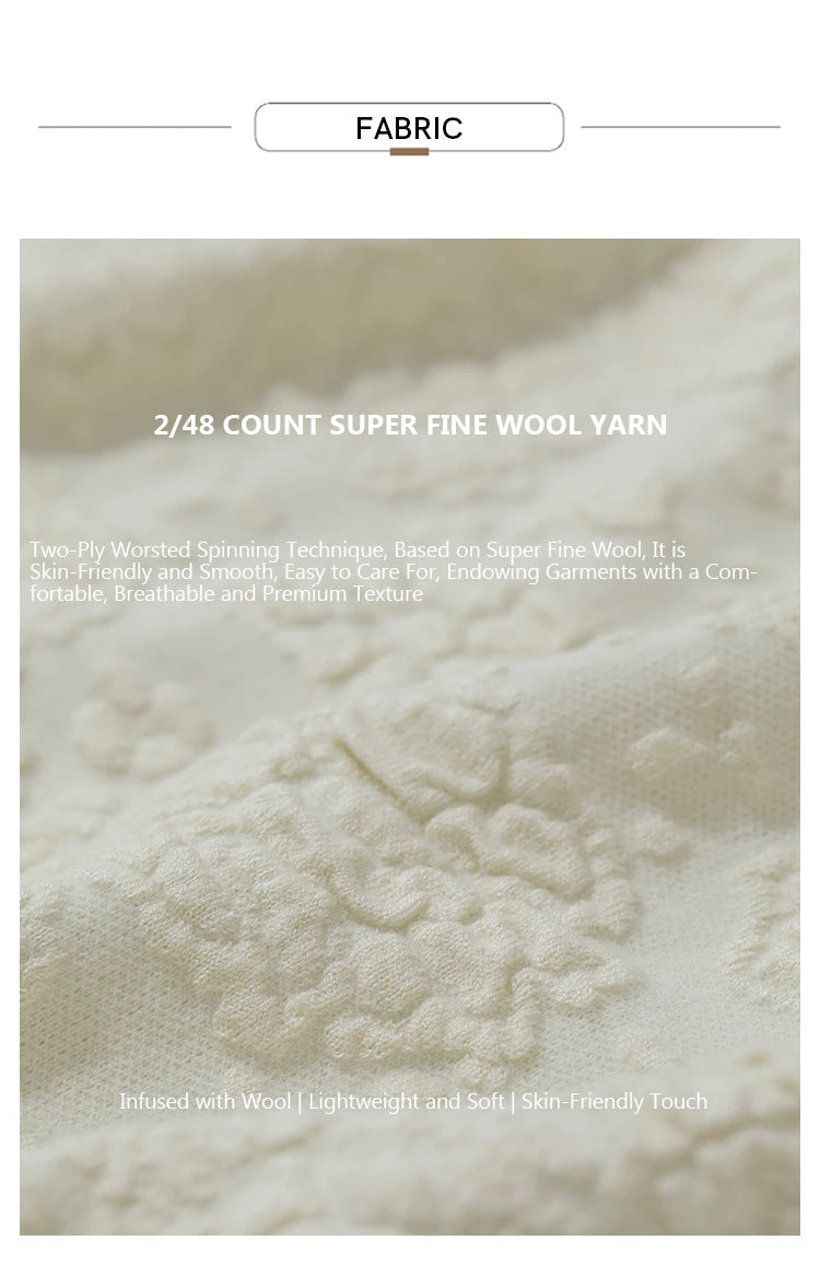 Cremefarbene Strickstoff-Textur, 2/48 Wollgarn, fein und weich wirkend
