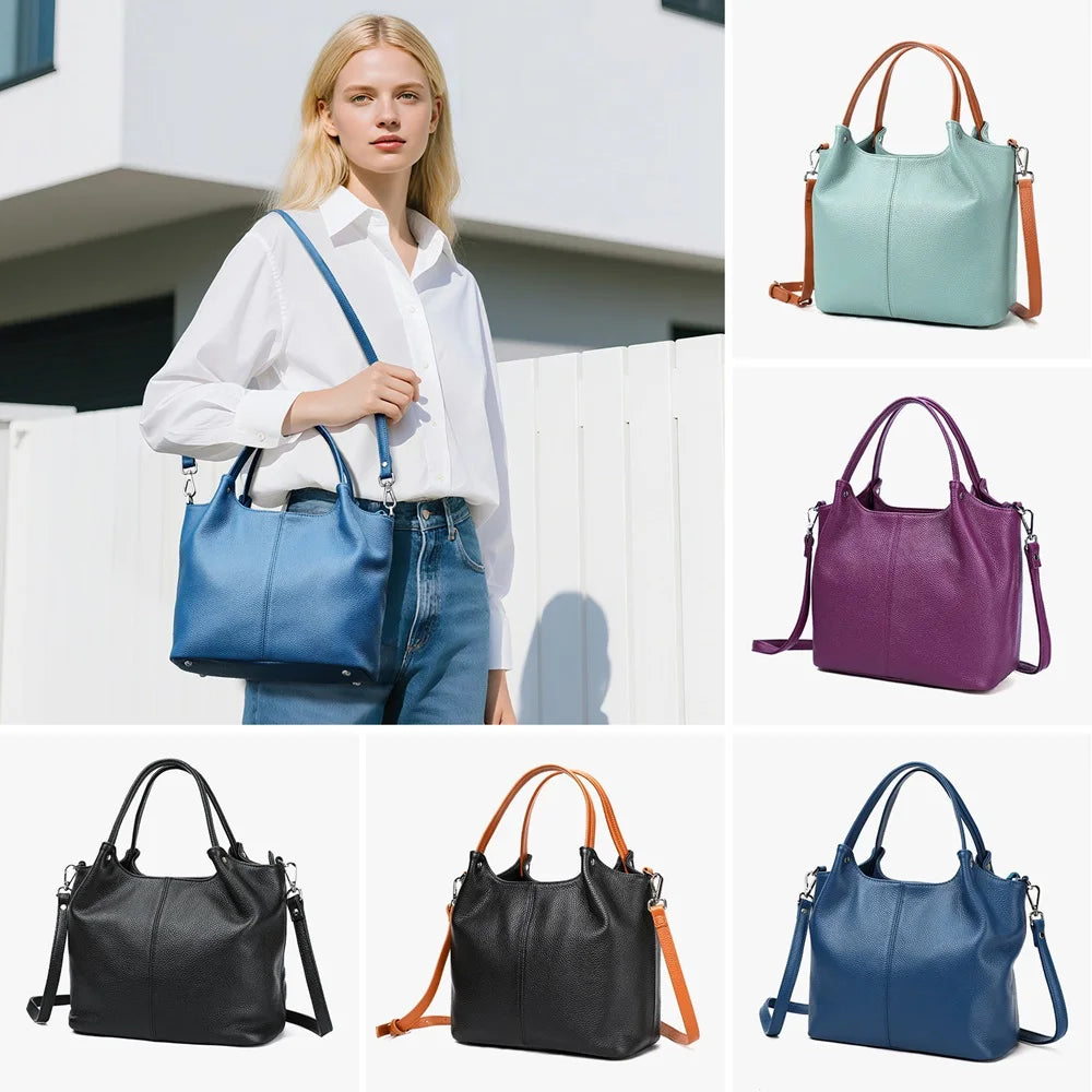 Damen-Leder-Handtasche Großes Fassungsvermögen mit Top-Griff und Vielseitig Einsetzbar