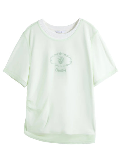 Satin-Glanz T-Shirt mit Rundhalsausschnitt – Slim Fit in Pink oder Schwarz für den Sommer