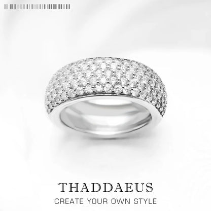 Damen-Ring weißer CZ Pavé Bandring glamourös aus Sterlingsilber