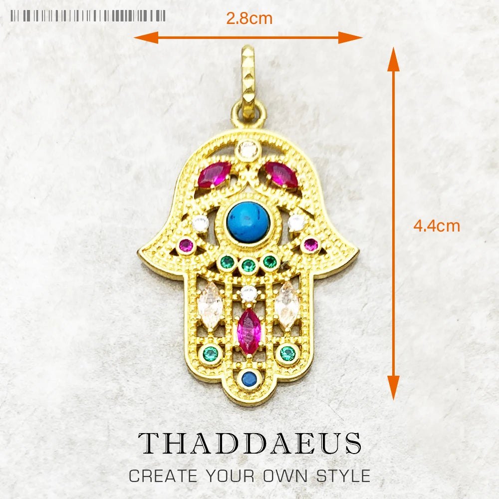 Damen-Anhänger Hand Fatima Chakra Lotus Bohemia aus Sterlingsilber