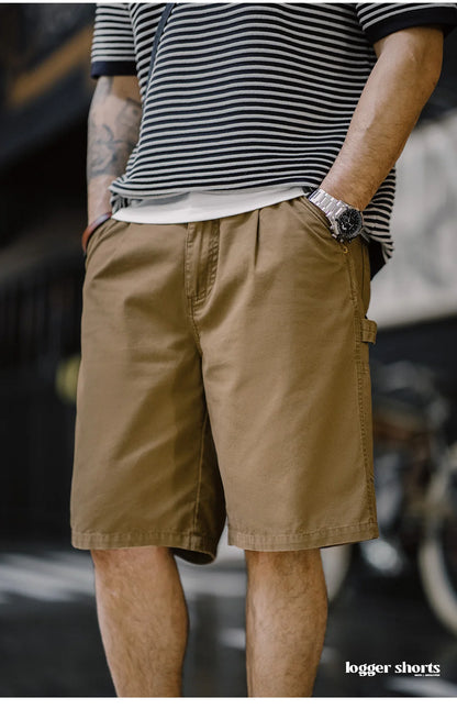 Herren Vintage Holzfäller Shorts mit Multi-Pocket und Reißverschluss für den Sommer