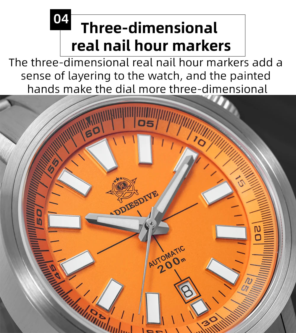 ADDIESDIVE Watch For Men Sapphire Crystal BGW9 Super Luminous AD2093 Japanese 8215 200M Waterproof Automatic Mechanical Watches