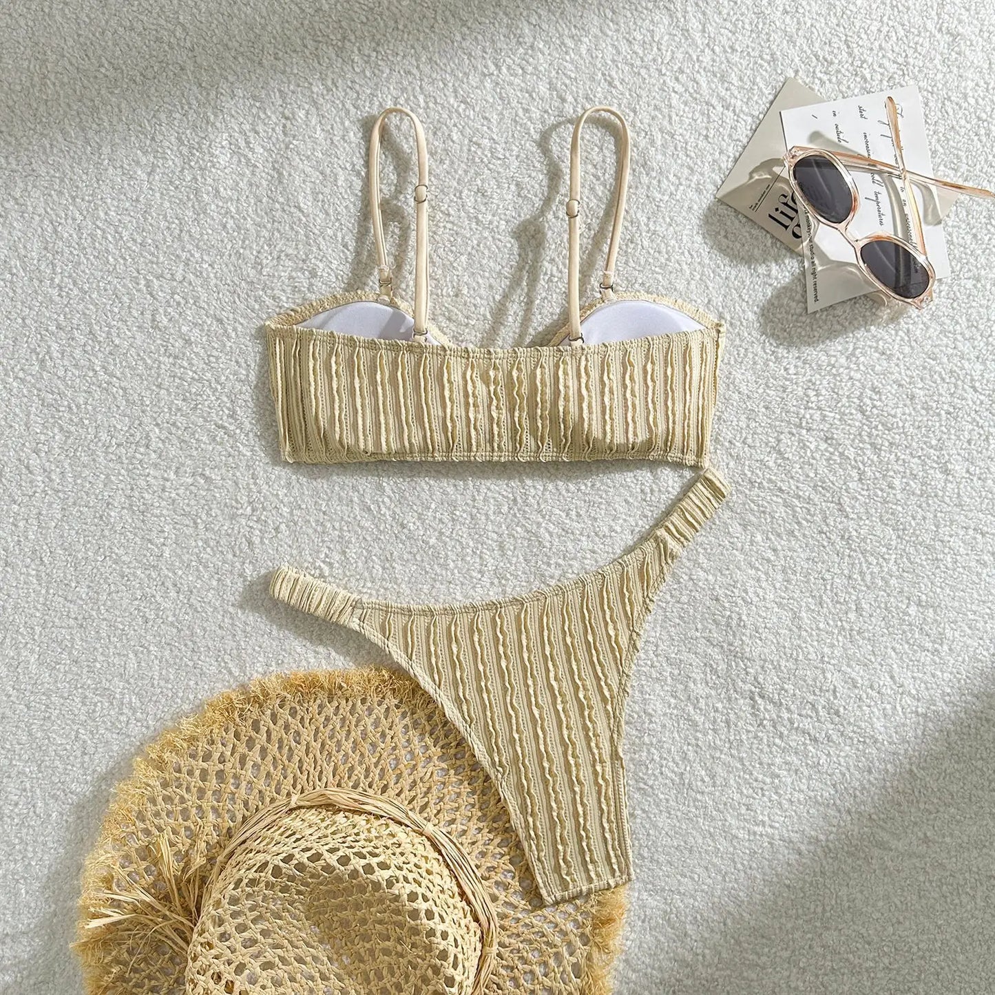 Schwarzes Sexy Bikini-Set mit Push-up für Damen – Brasilianischer Stil für Strand und Pool