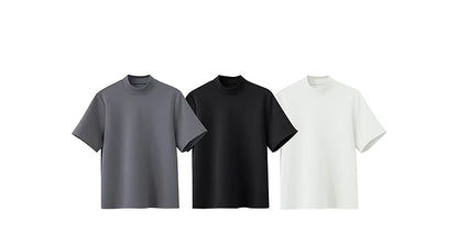 Damen Casual T-Shirt mit Gedrucktem Rollkragen und Kurzarm für den Sommer