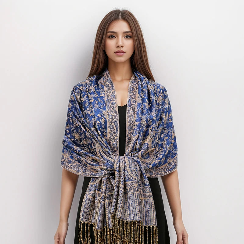 Damen Winterschal Kaschmir Jacquard Paisley lang Pashmina Bandana Foulard Luxus
