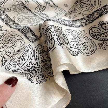 Damen Seidenschal quadratisch Blumenprint Bandana Halstuch 53cm