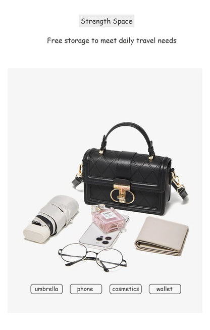 Damen Top-handle Tasche aus Split Leder mit Diamant-Gitter
