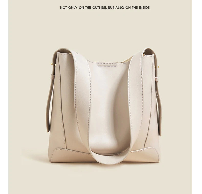 Damen Schultertasche aus Leder im klassischen Stil Große Tote für Büro