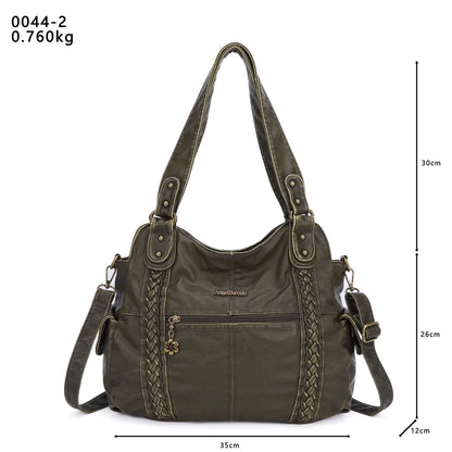Damen-Schultertasche Silber PU-Leder mit Mehrfachfächern für Alltag und Freizeit