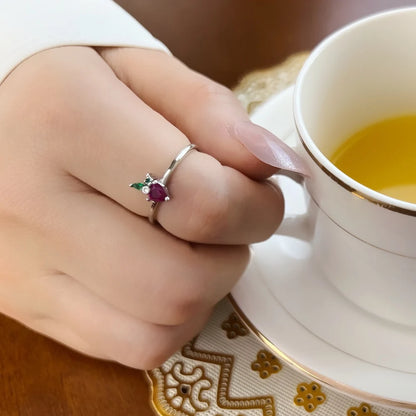 Damen-Ring Erdbeere Liebe süß ausgefallen aus Sterlingsilber