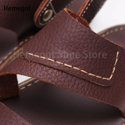 Summer New Men's Leather Sandals Casual Comfortable Breathable Soft Bottom Soft Surface Beach Two-Use Outdoor Sandals