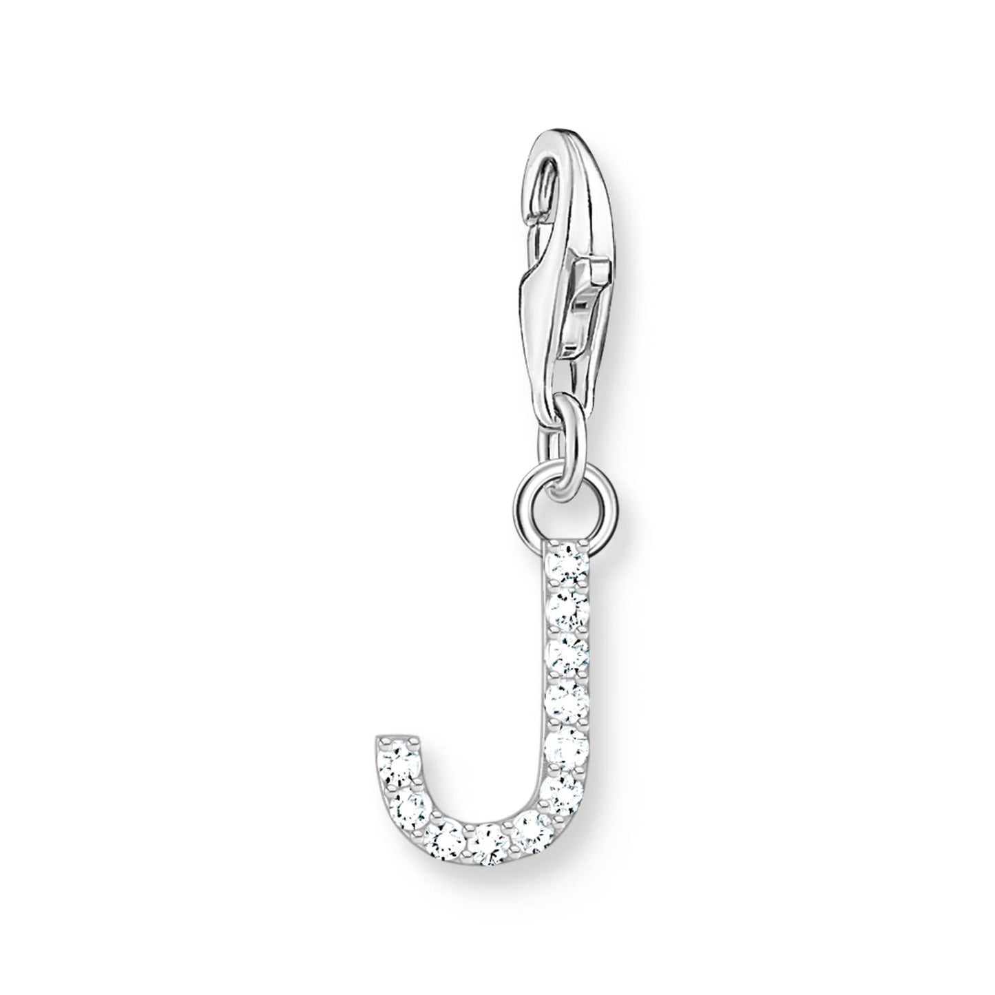 Damen-Charm-Anhänger Buchstaben weißer Stein klassisch aus Sterlingsilber