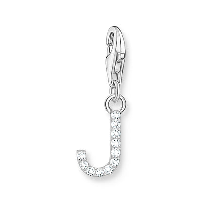 Damen-Charm-Anhänger Buchstaben weißer Stein klassisch aus Sterlingsilber
