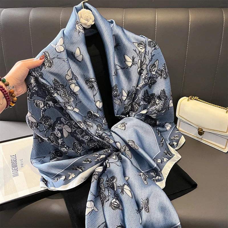 Damen Satin Seidenschal Hijab Sommer Sonnenschutz Strand Kopftuch Foulard