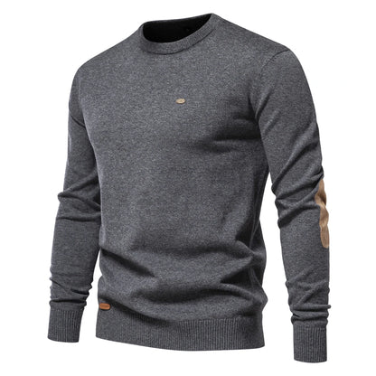 2023 neuer Herbst Baumwoll pullover für Männer o Hals Patchwork Ärmel Pullover Männer einfarbig warme Winter Herren Pullover
