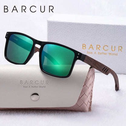 Damen-Sonnenbrille Holz Walnuss Doppelrund Nagel polarisiert UV400