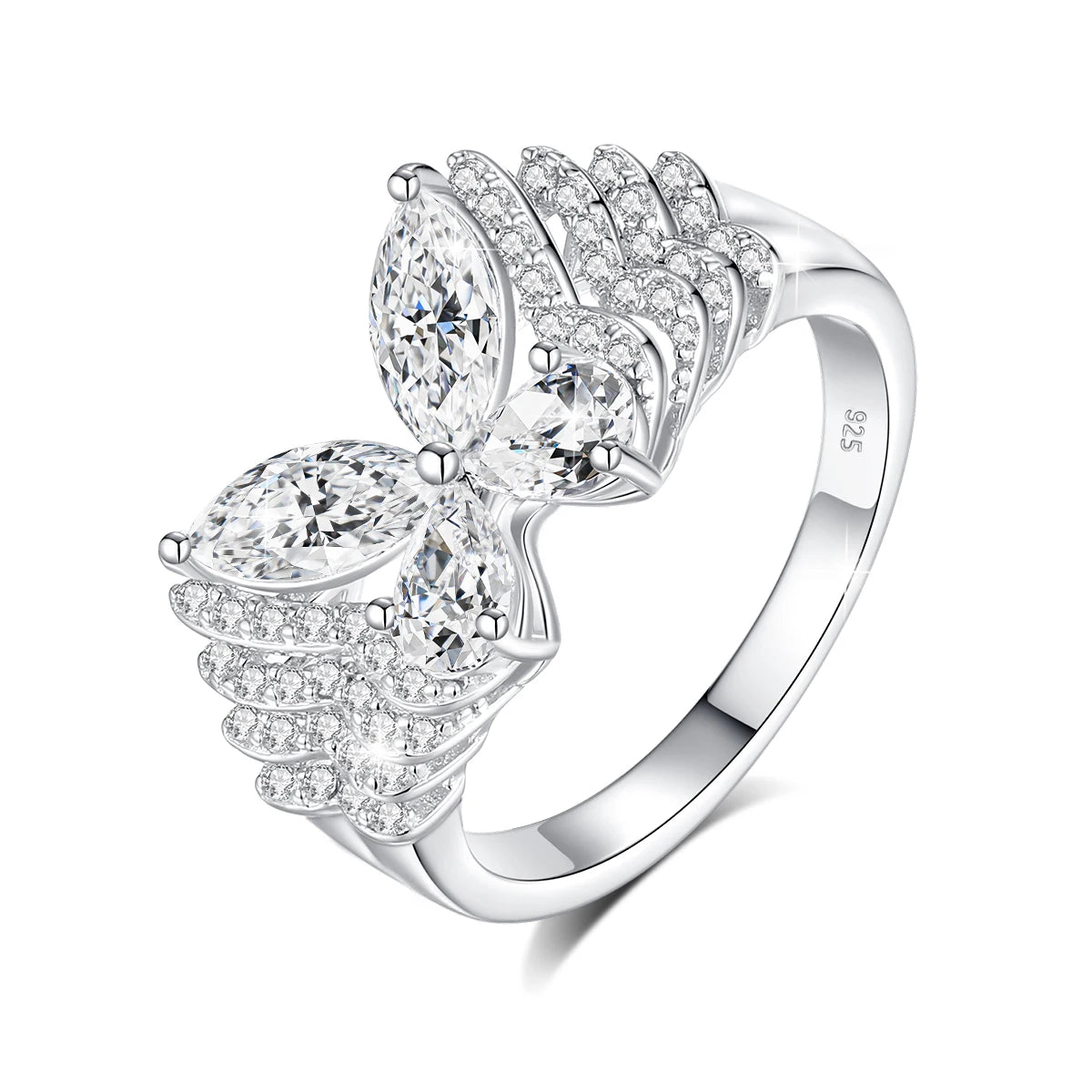 Damen-Ring aus Sterlingsilber 925 mit Moissanite D-VVS Stein als Schmuckgeschenk Premiumqualität