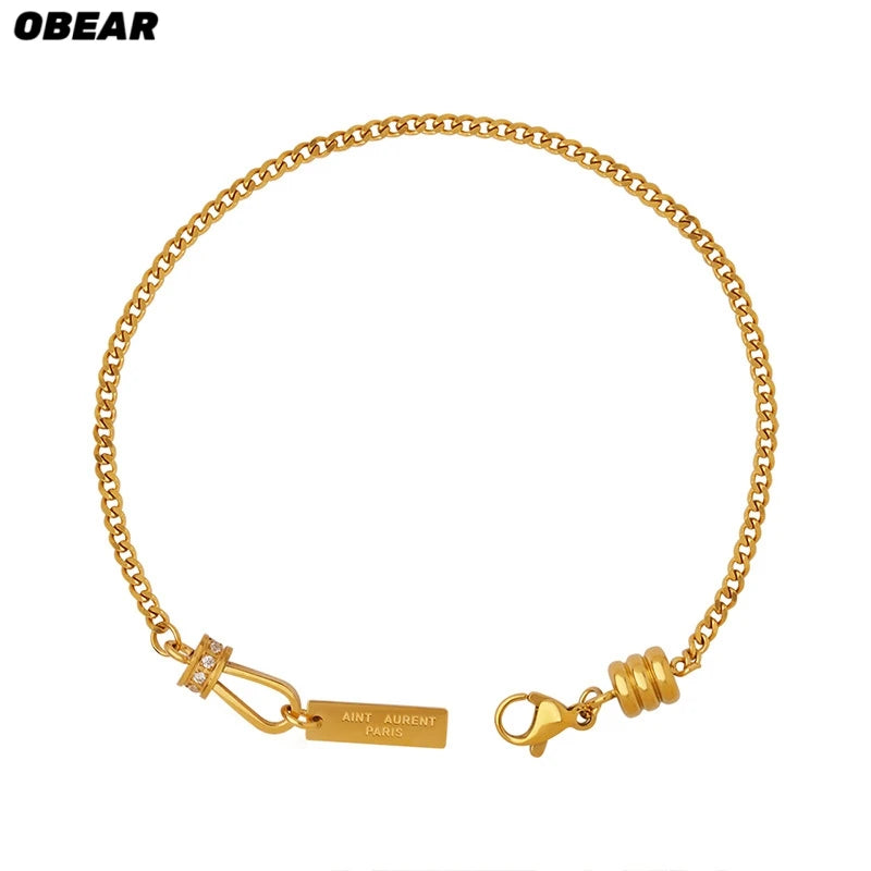 Damen-Gliederarmband mit Zirkonia-Fassung aus Edelstahl