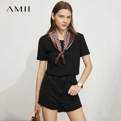 Damen Top im minimalistischen Stil aus einfarbiger mercerisierter Baumwolle